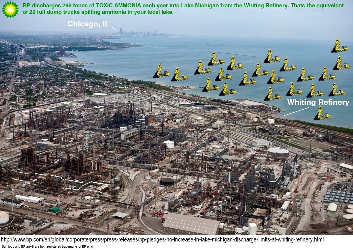 BP Whiting Refinery toxic water ammonia discharge