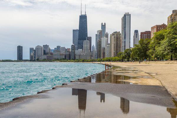 Image of Lake Michigan and the Chicago skyline
