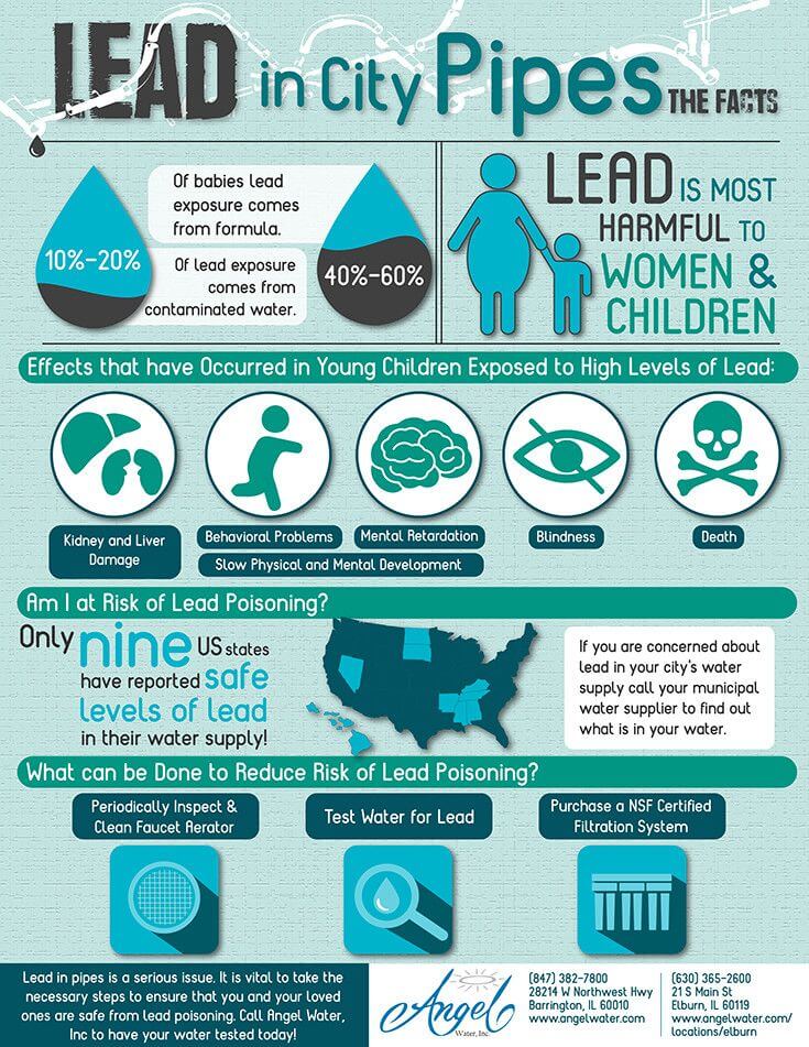 Infographic with valuable information about lead in city water pipes.