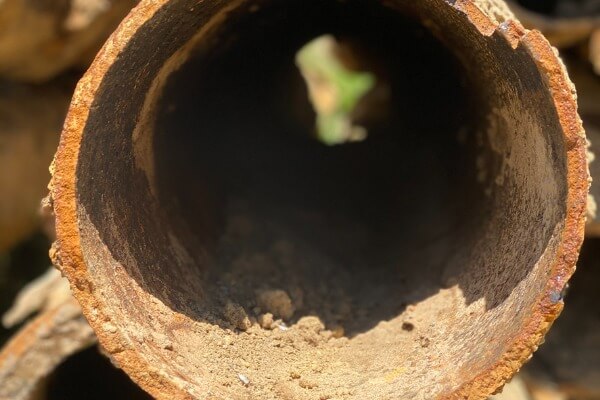 An old lead pipe being replaced in Chicago