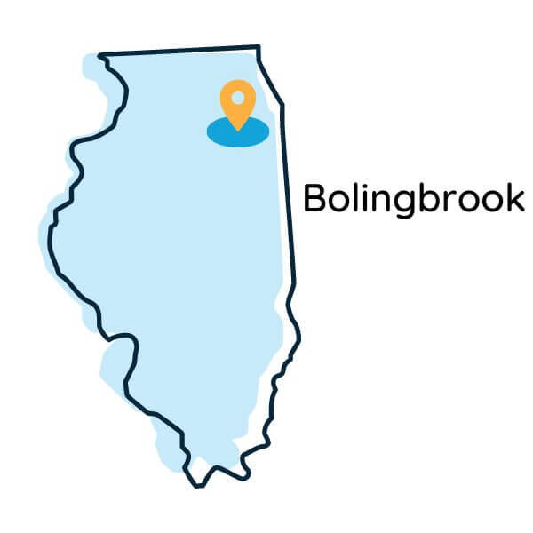 Map of Bolingbrook, IL, where we provide water treatment services