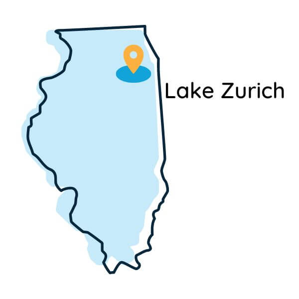 Map of Illinois indicating where Lake Zurich water is delivered