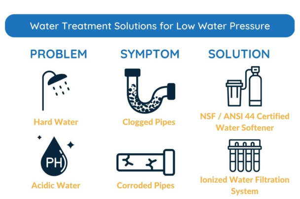 Symptoms of and solutions for low water pressure in a house