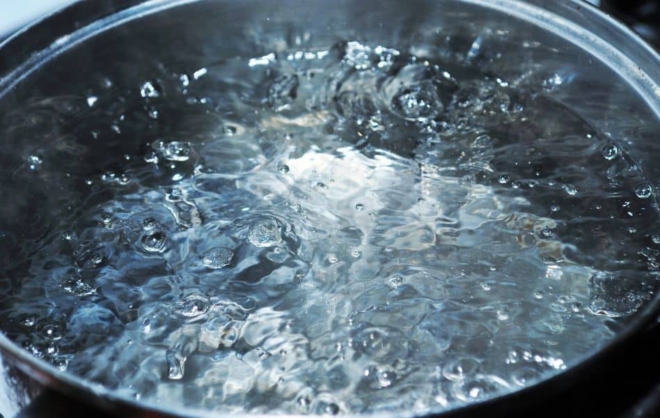 boiling water in a pot