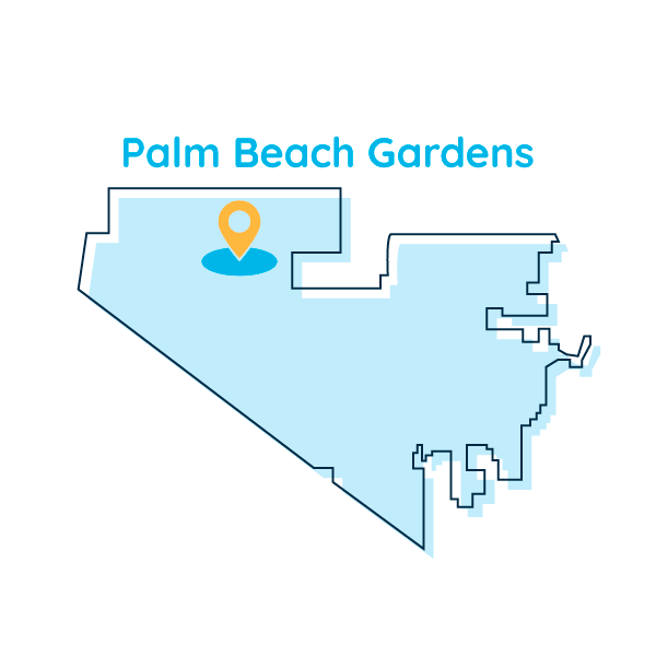 Text Map of Palm Beach Gardens Water Region