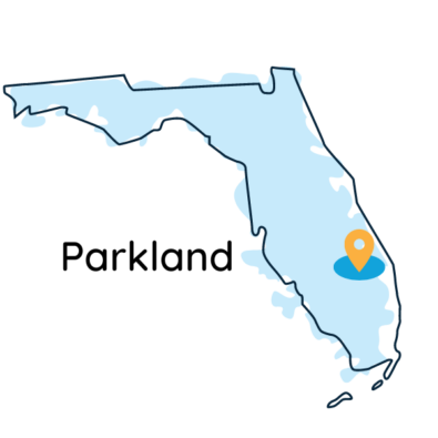 Map of Florida indicating where Parkland water is delivered