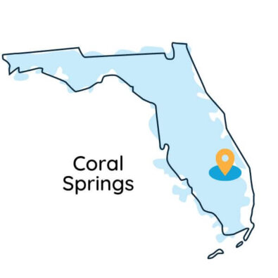 Map of Florida indicating where Coral Springs water is delivered