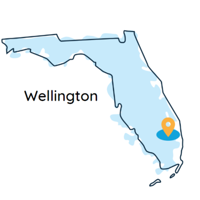 Map of Florida indicating where Wellington water is delivered