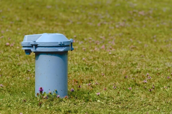 A blue well pipe