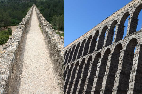 Top and side images of surviving Roman Aqueduct structures