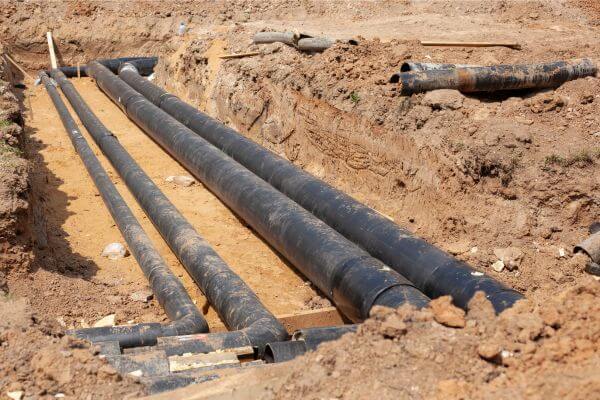 Modern water pipes are being installed underground